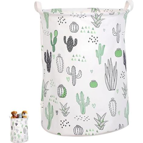 Panier à linge pliable avec motif cactus, pour linge sale, jouets, salle de bain ou chambre d’enfant (1/4)