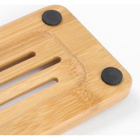 Porte-savon - Bambou - 11 x 7,8 x 1,1 cm - Salle De Bain Cuisine Douche - 2 Pièces (1/4)