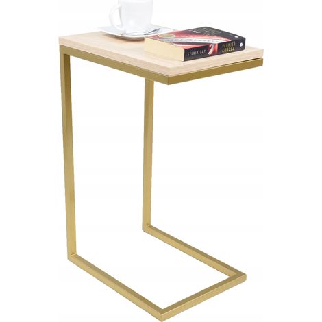 Tavolino laterale realizzato con profili in rovere dorato Sonoma (1/4)