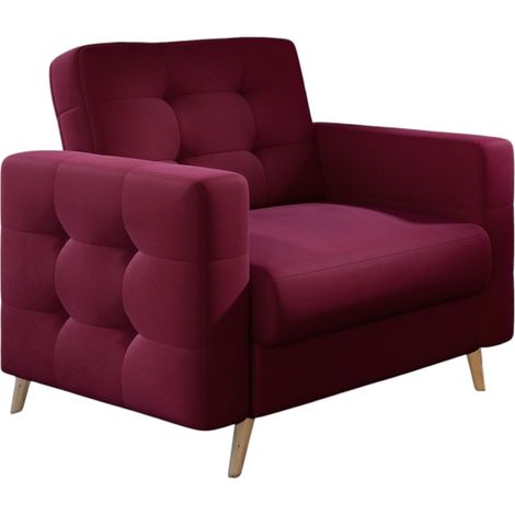 Fauteuil velours ANSKA-Prune (1/5)
