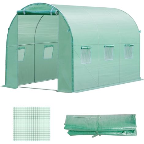 CHICFURN Cubierta de recambio para invernadero 300 x 200 x 200 cm verde con ventanas (1/5)