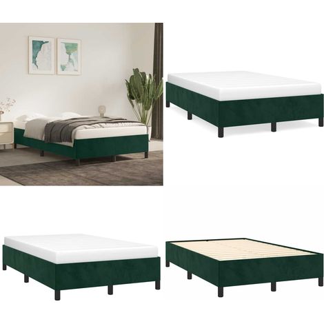 Cadre de lit sans matelas vert foncé 120x200 cm velours - Cadre De Lit - Lit Double - Lit Velours - Lit Vert - Meuble Chambre - Home & Living (1/5)