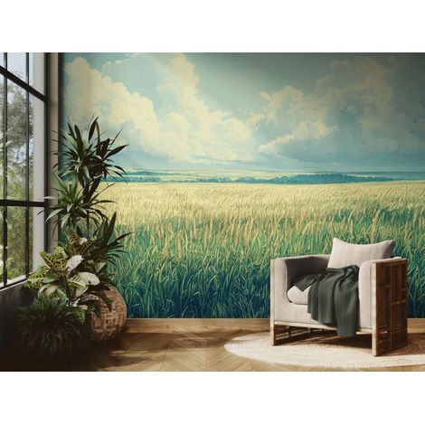 Papier peint Paysage – vaste champ sous ciel lumineux - 150 x 250 cm (1/2)