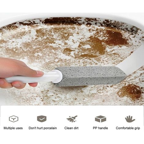 Brosse de toilette, brosse de nettoyage de toilette en pierre ponce, brosse puissante en pierre ponce pour nettoyer les taches et la saleté jaune sur le siège de toilette, brosse en plastique anti-ray (1/5)