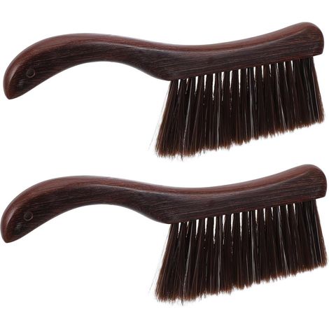 Lot de 2 brosses nettoyage pour cheminée, en bois et plastique, marron (1/5)