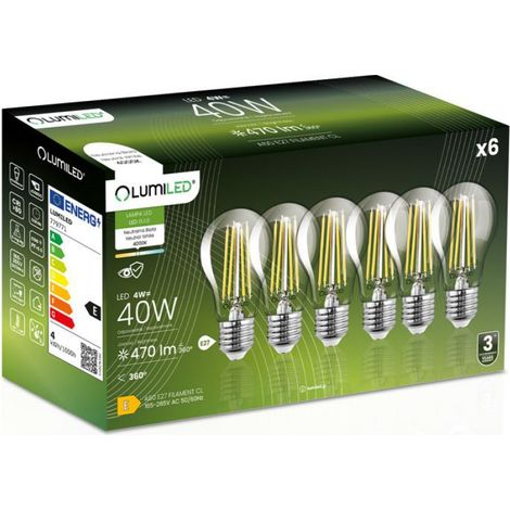 Ampoule LED E27 - 4 W - 470 lm - Température de couleur 4000 K - Angle de diffusion 360° - Lot de 6 (1/5)