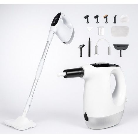 Limpiador a vapor portátil, 1200 W, precalentamiento en 15 segundos, depósito de agua de 500 ml, boquilla de vapor portátil desmontable, 11 accesorios, para suelos y sofás. (1/5)