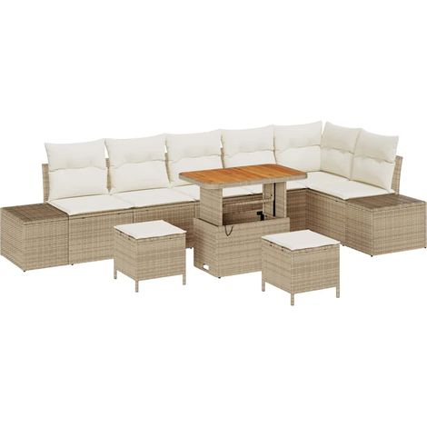 Maison Exclusive - Set Divano da Giardino con cuscino 9 pcs Beige Poly Rattan