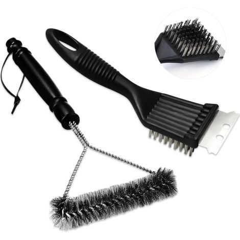 2 Pièces Acier Inoxydable Brosse Barbecue Noir