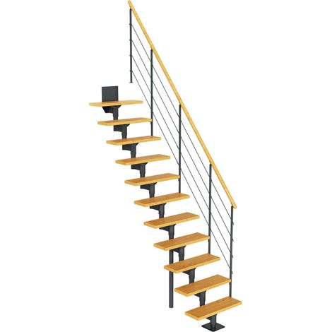 Dolle Mittelholmtreppe Boston 228-300cm Geschosshöhe Geradelaufend in Buche/Anthrazit (1/5)