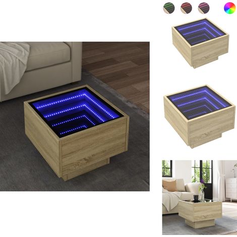 Beistelltisch mit LED Sonoma Eiche 40x40x30 cm Holzwerkstoff - Beistelltisch - Beistelltische - Ablagetisch - Akzenttisch (1/5)