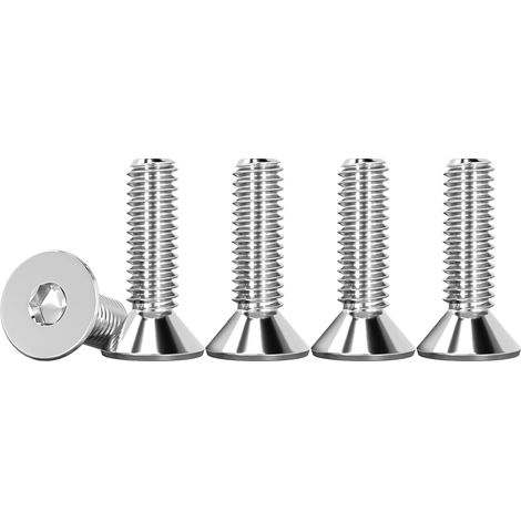 Senkkopfschrauben M4 x 16 mm mit Innensechskant aus Edelstahl A2 V2A, silberfarben, DIN 7991 / ISO 10642, Vollgewinde, 50er-Packung