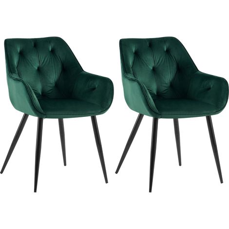 Lot de 2 chaises de salle à manger avec revêtement en velours vert cadre métal noir style moderne et contemporain 100006051 (1/4)