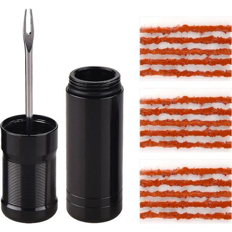 Kit de Réparation Tubeless, Crevaison Velo de Ensemble Essentiel avec 10 Bandes de Caoutchouc, Réparation de Pneu de Vélo, Kit Réparation Pneu Tubeless Cyclisme, Outil de Perçage de Pneu pour Vélo (1/5)