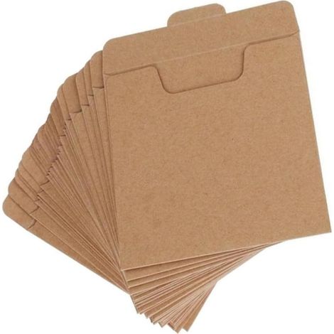 Lot de 25 Pochettes Kraft pour Cd, Paquet de Rangement Multifonctions en Papier Kraft, Fermeture Hermétique, Taille Classique, Accessoire Pratique pour Organiser et Protéger Vos (1/5)