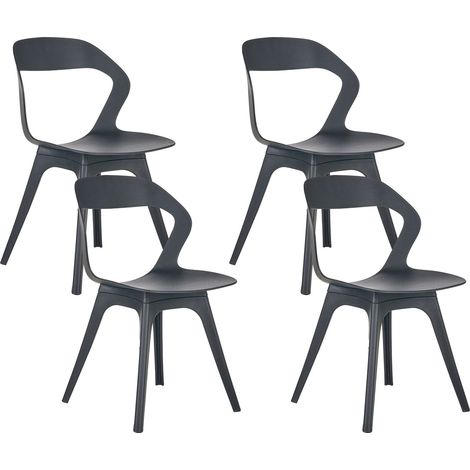 Set of 4 Garden Chairs Black Polypropylene Lightweight Weather Resistant Plastic Indoor Outdoor Modern LACHANIA