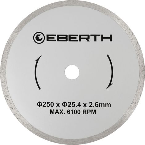 EBERTH Trennscheibe Diamanttrennscheibe für Stein, Beton, Fliesen und Feinsteinzeug, Diamantscheibe mit 250mm Durchmesser, 25,4mm Bohrung 2,6mm Stärke, Diamant Trennscheibe f. Granit, Keramik, Marmor