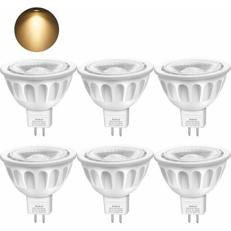 royaluxe - Ampoule LED MR16, Blanc Chaud 3000K,  Ampoule 5W Equivalent à 50W lampe halogène, AC/DC 12V, 450LM, 40° Angle, Non Dimmable, Lot de 6 [Classe énergétique A++],