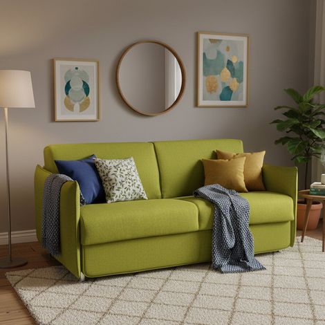Divano Letto 3 Posti Cecina, Sfoderabile, Contenitore Made in Italy, Lavabile, 200x95 cm Verde (1/5)