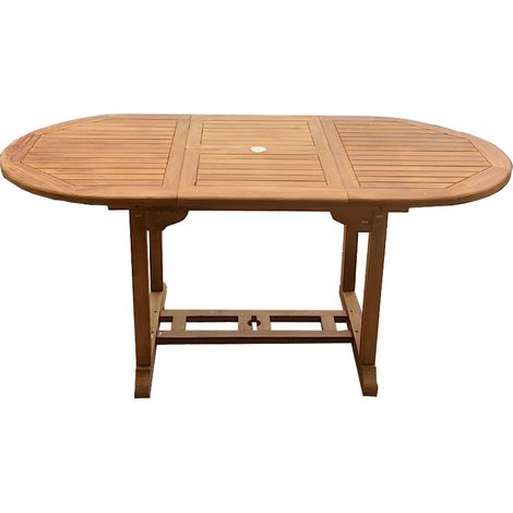 Tavolo da giardino allungabile ovale 6 posti in teak grezzo KAJANG