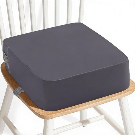Rehausseur Chaise Enfant 8 cm, avec 2 sangles sécurité anti-dérapantes, housse lavable amovible et portable en mousse haute densité, pour repas, piano, pique-nique, voyage (Gris) (1/5)