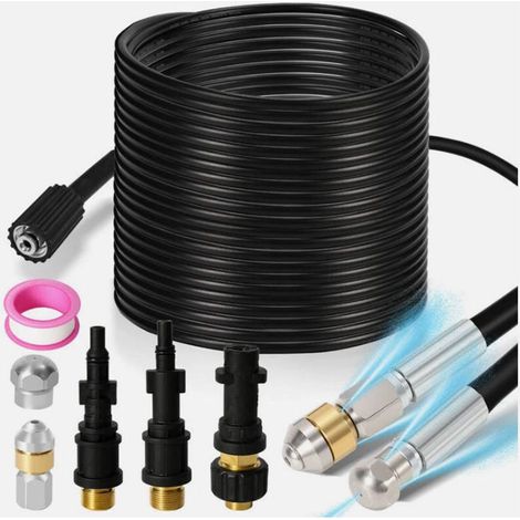 Kit de nettoyage canalisation haute pression 15 m 160 bars, compatible Karcher K2 K3 K4 K5 K7, tuyau robuste et flexible (1/5)