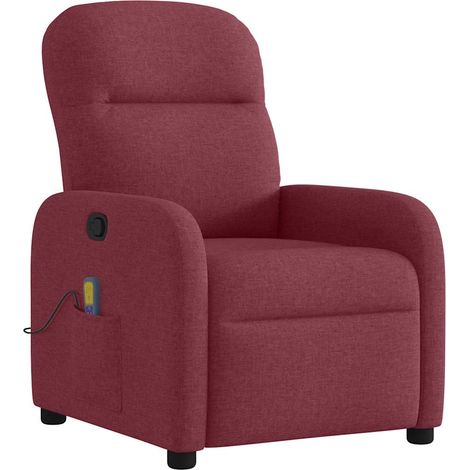 Maison Exclusive - Sillón de masaje reclinable de tela color vino