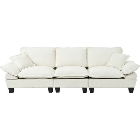 Sofá de chenilla de 3 plazas con reposabrazos curvos 264 x 85 x 90 cm beige HOMVRA (1/5)