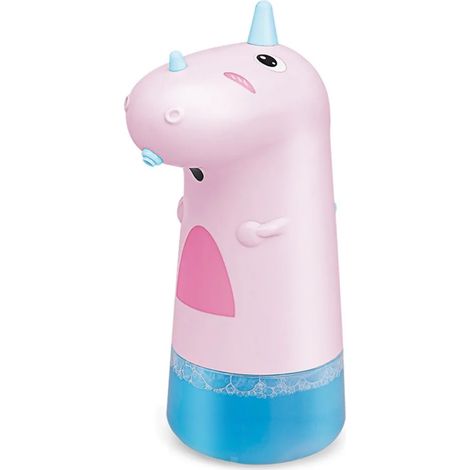 Distributeur de savon automatique rechargeable (rose) 250 ml, motif licorne mignonne, flacon de gel hydroalcoolique sans contact en ABS pour salle de bain enfant. (1/5)