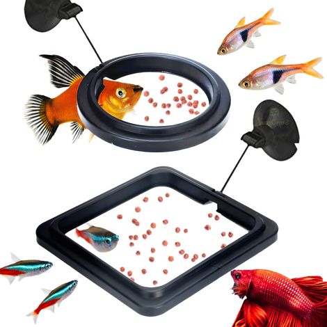 2 anneaux d'alimentation flottants ronds pour bettas, guppys, poissons rouges et autres petits poissons, empêchant les aliments de tomber dans le filtre. (1/5)
