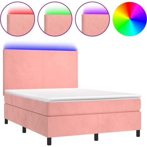 Maison Exclusive - Letto a Molle con Materasso e LED Rosa 140x190 cm in Velluto