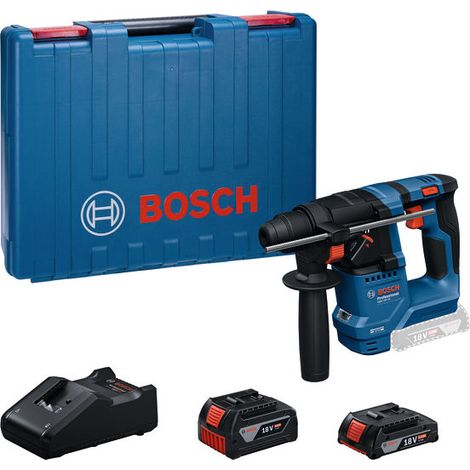 Bosch Professional 18V System Akku-Bohrhammer GBH 18V-18 Compact (SDS plus, 1x 18V 4.0Ah Akku, 1x 18V 2.0 Ah Akku, GAL 18V-40 Ladegerät, Handwerkerkoffer)