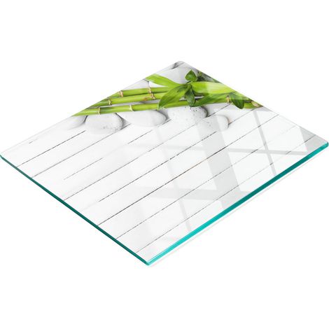 Tablero decorativo multifuncional de cocina, vidrio templado, bamb煤, 60x52 cm