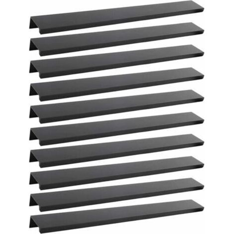 Set di 10 maniglie nere, maniglie nere per mobili - maniglie invisibili, maniglie nere per mobili da cucina, maniglie in lega di alluminio nero opaco, spaziatura fori 160 mm (1/4)