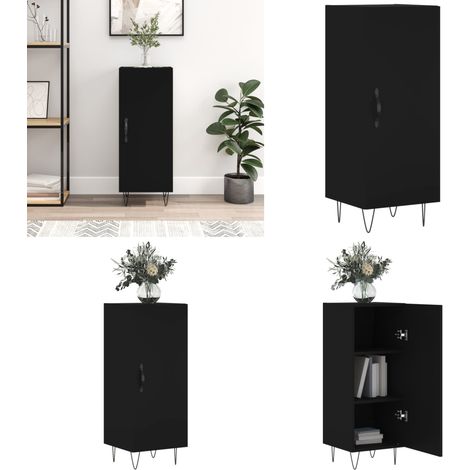 Buffet Noir 34,5x34x90 cm Bois d'ingénierie - Buffet Noir - Meuble Rangement - Armoire Moderne - Mobilier Salon - Décoration Intérieur - Home & Living (1/5)