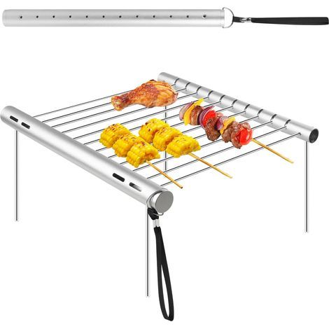 Parrillas de barbacoa portátiles, barbacoa de carbón, parrilla de barbacoa plegable de acero inoxidable, mini parrilla de camping portátil para picnics, patios traseros y senderismo, 31x3x3 cm (1/5)