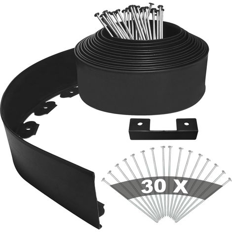 Bordura da giardino, kit bordura da giardino esterna alta 10 cm e lunga 10 m con 30 picchetti fissi, spessore 3 mm (1/4)