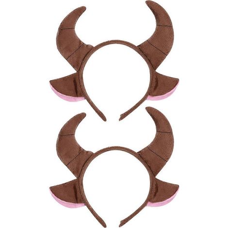 Lot de 2 serre-têtes oreilles et cornes de taureau pour Halloween et Noël-20x19cm-Coffee