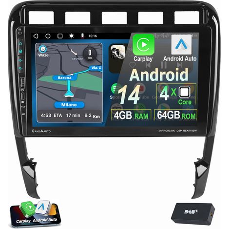 9" Pour Porsche Cayenne 9PA 2002-2010 Android 14 Carplay Autoradio GPS 4+64G DAB