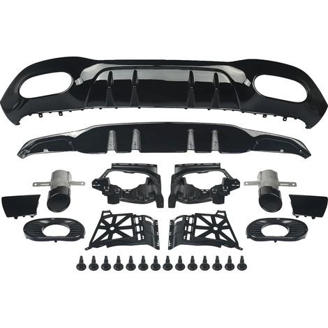 Kit difusor trasero para parachoques, compatible con Clase A W177, fácil instalación, negro brillante. (1/2)