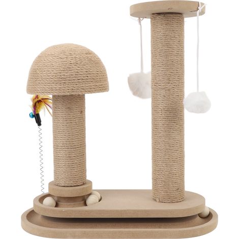 Poste à gratter pour chat, Structure Stable, panneau de densité, plateau tournant interactif, grattoir avec balle, jouet pour l'intérieur (1/5)