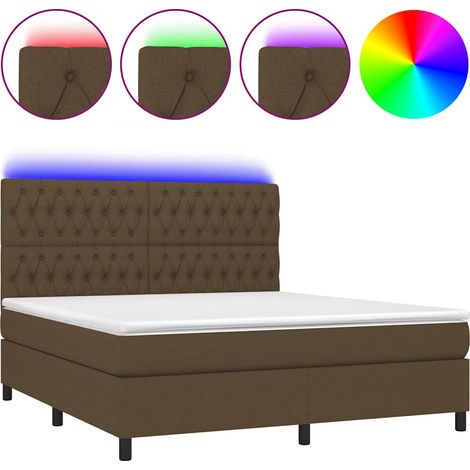 Maison Exclusive - Sommier à lattes de lit matelas et LED Marron foncé 160x200 cm (1/5)