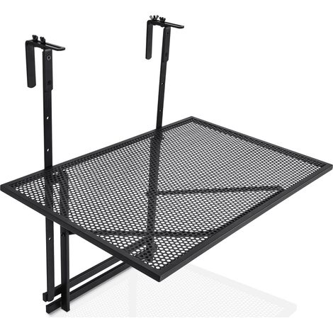Mesa de balcón colgante ajustable 61,5 x 40,5 x 82,5 cm práctica y plegable estilo moderno hierro negro 200020583