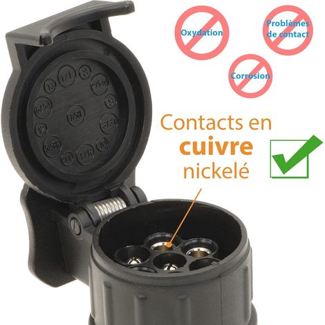 Adattatore per rimorchio da 13 pin a 7 pin - Nero - per auto, rimorchio, gancio di traino, roulotte (1/4)