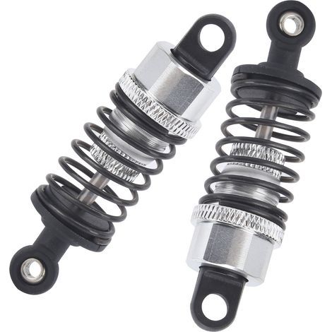 2 Pièces Amortisseurs en Aluminium 63mm pour TRAXXAS SLASH 2WD, Amortisseurs Améliorés pour Voiture RC, Suspension Argentée (1/5)
