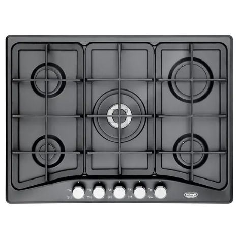 Plaque gaz DeLonghi PF 57 GH 70 cm 5 brûleurs double couronne - Anthracite
