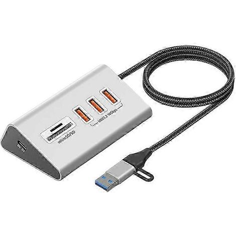 USB 3.2 10 Gbit/s 5-Port-Hub mit TF/SD-Kartenleser, USB-C- und USB-A-Anschlüssen, USB-Hub Typ C Splitter, kompatibel mit MacBook Erweiterungsdock JXLGV (1/5)