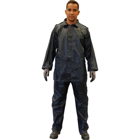 Gahibre Tuta da acqua completa Impermeabile pieghevole e leggero Tuta impermeabile da lavoro Pantaloni e giacca Colore blu, taglia XL (1/5)