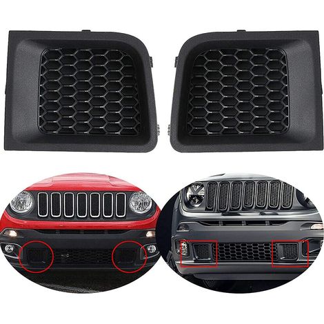 Pièces de rechange pour les grilles/couvercles de pare-chocs avant (gauche + droite) pour les modèles Jeep 2015-2018 (1 paire) (1/4)