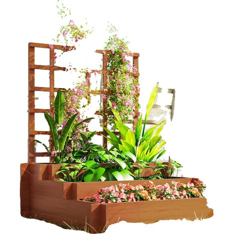 Holzkasten mit Spalier, Gesamtabmessungen 95L x 95B x 110H cm, Innenabmessungen 82B x 24T x 9H cm, Merkmale Innenschicht aus Vlies, Spalierabmessungen (1/5)